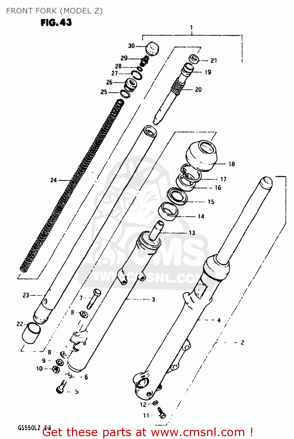 FRONT FORK (MODEL Z) GS550L 1981 (X) USA (E03)
