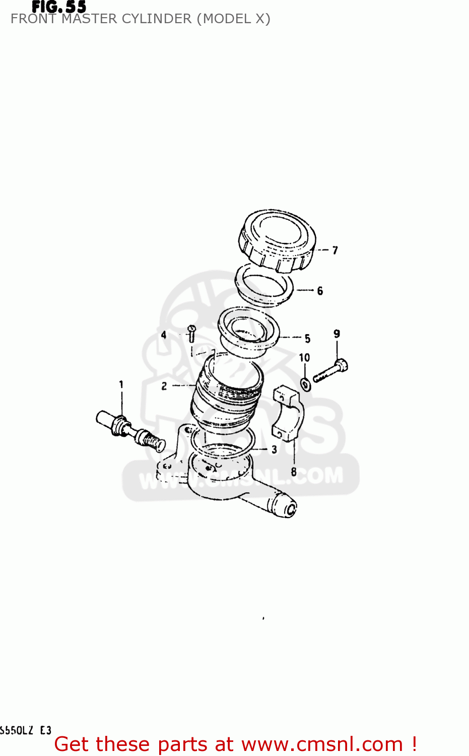 FRONT MASTER CYLINDER (MODEL X) GS550L 1981 (X) USA (E03)
