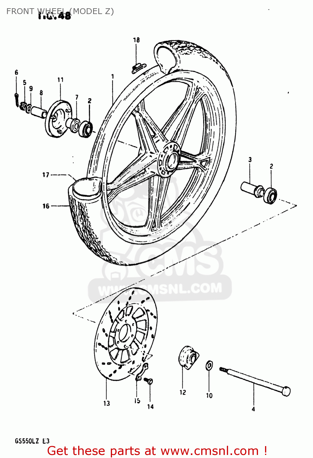 FRONT WHEEL (MODEL Z) GS550L 1981 (X) USA (E03)