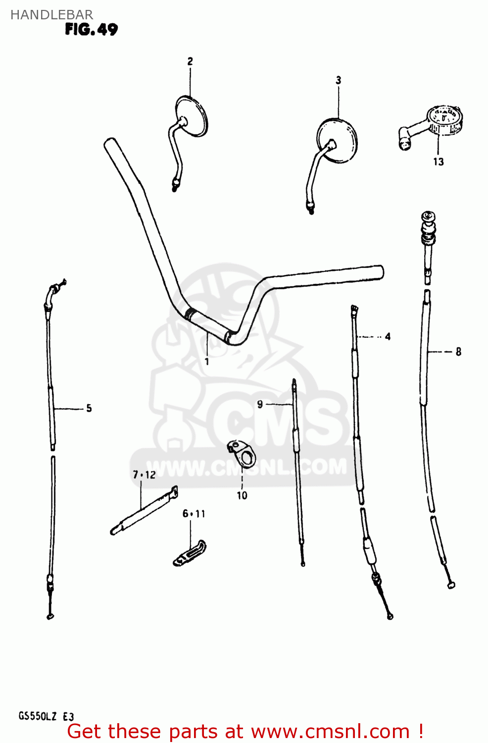 HANDLEBAR GS550L 1981 (X) USA (E03)
