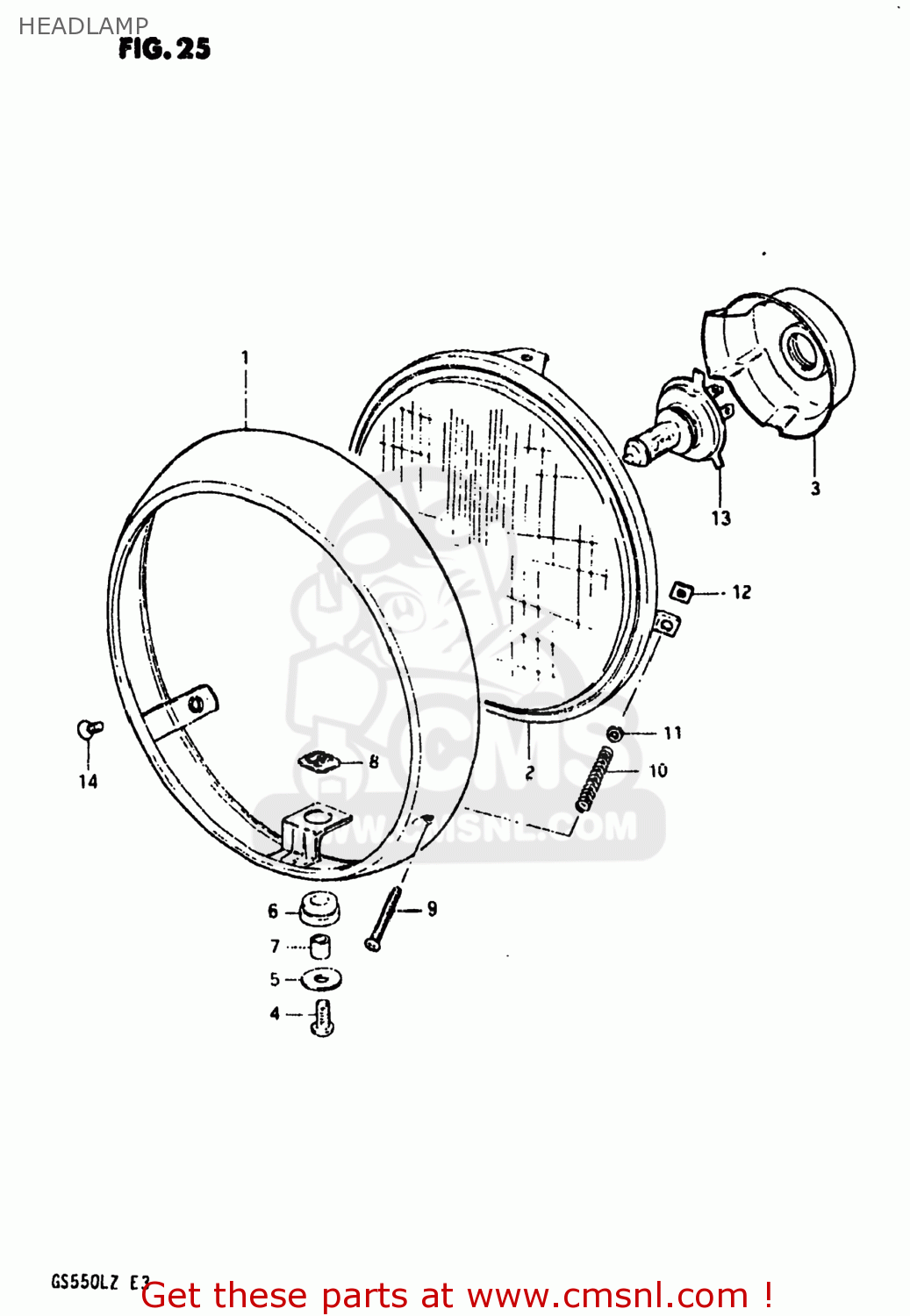 HEADLAMP GS550L 1981 (X) USA (E03)