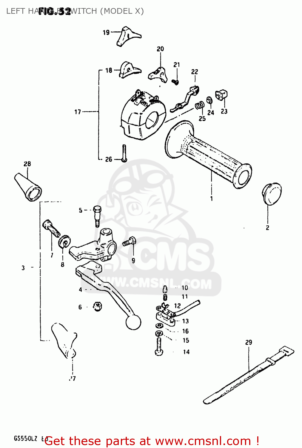 LEFT HANDLE SWITCH (MODEL X) GS550L 1981 (X) USA (E03)