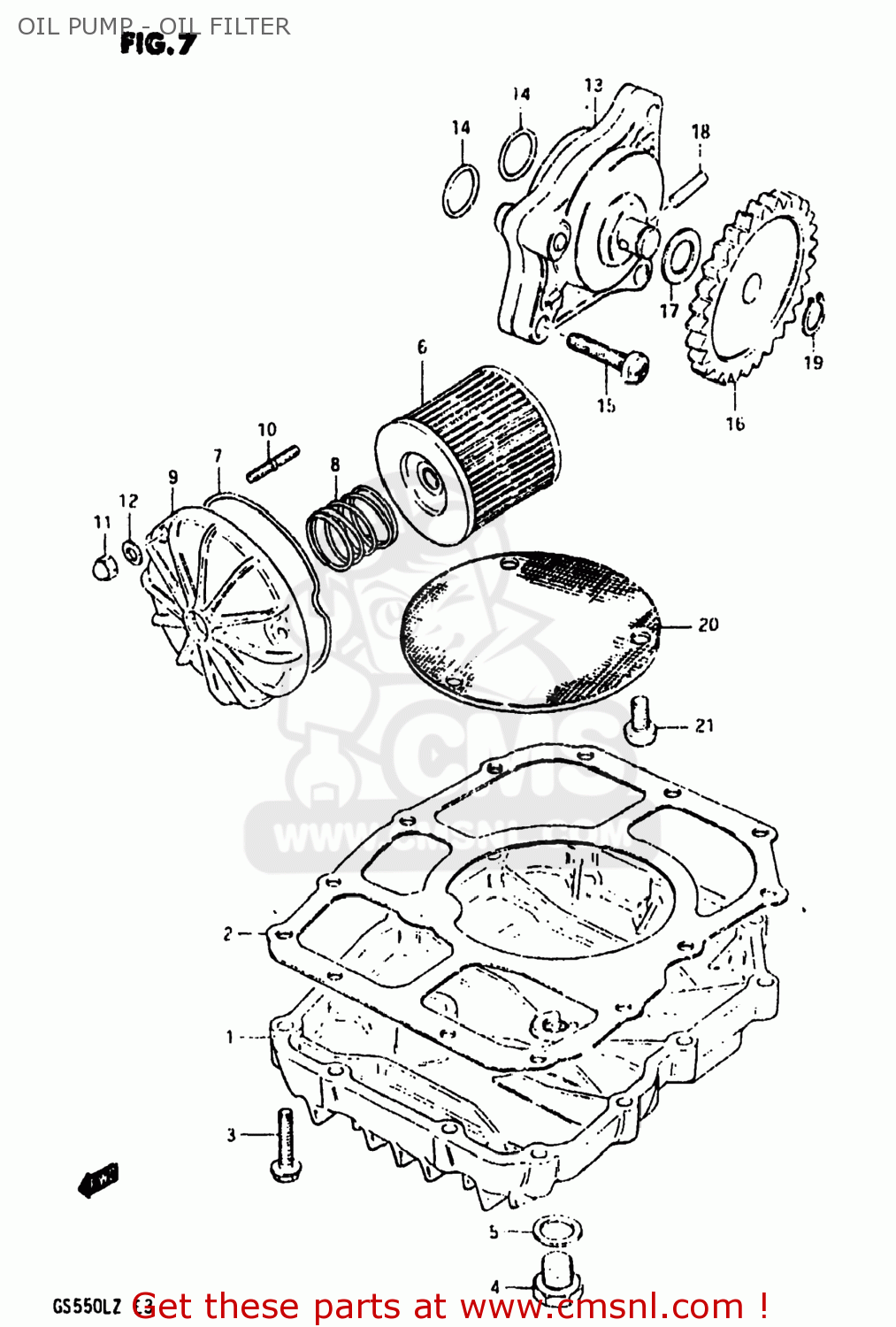 OIL PUMP - OIL FILTER GS550L 1981 (X) USA (E03)