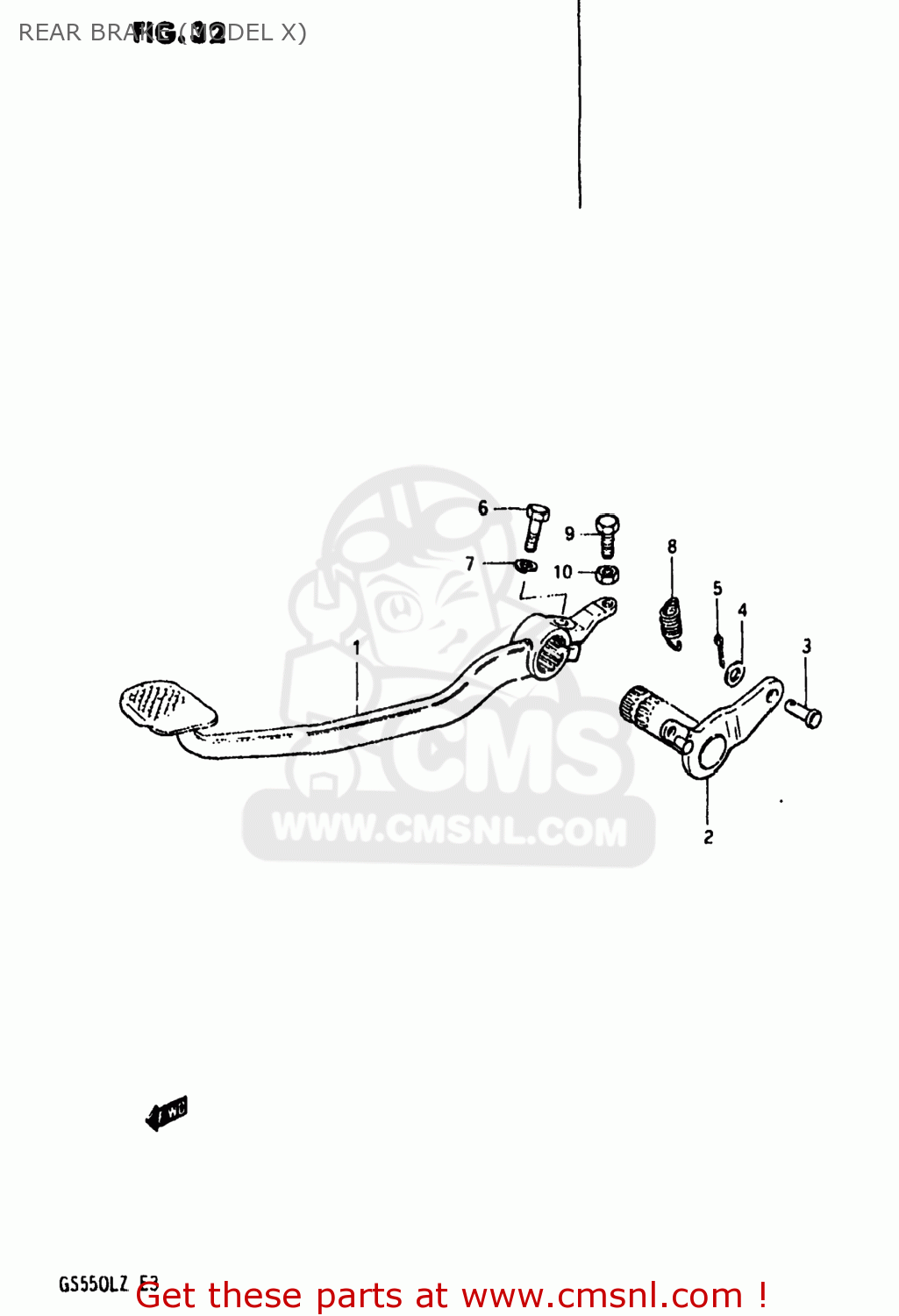 REAR BRAKE (MODEL X) GS550L 1981 (X) USA (E03)