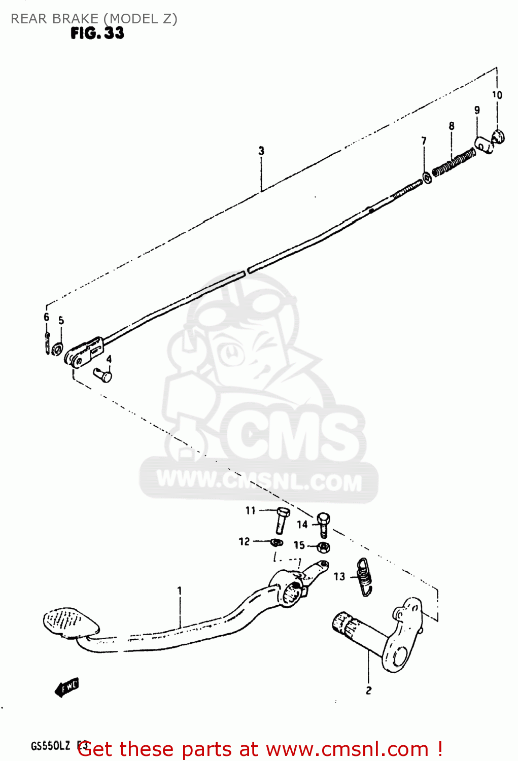 REAR BRAKE (MODEL Z) GS550L 1981 (X) USA (E03)