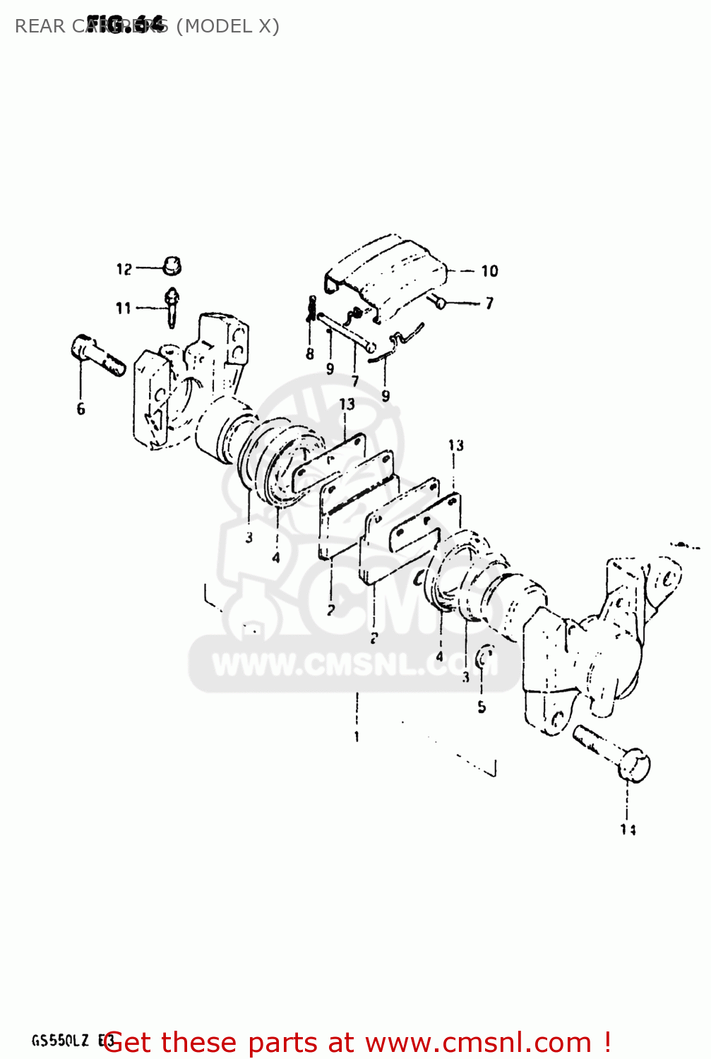 REAR CARIPERS (MODEL X) GS550L 1981 (X) USA (E03)