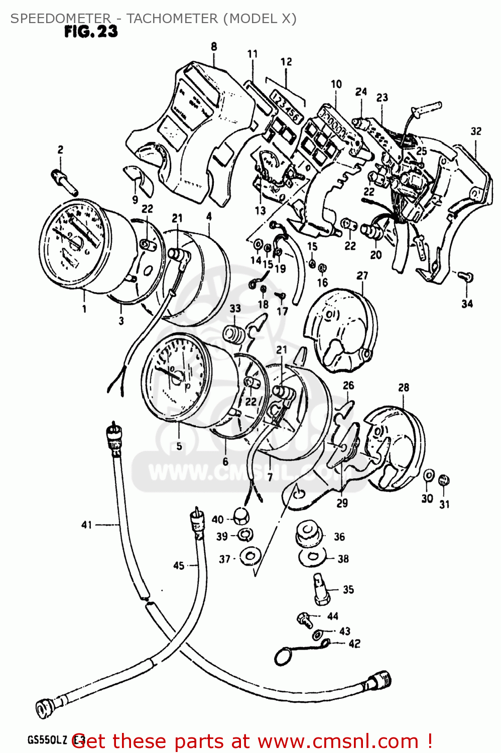 SPEEDOMETER - TACHOMETER (MODEL X) GS550L 1981 (X) USA (E03)