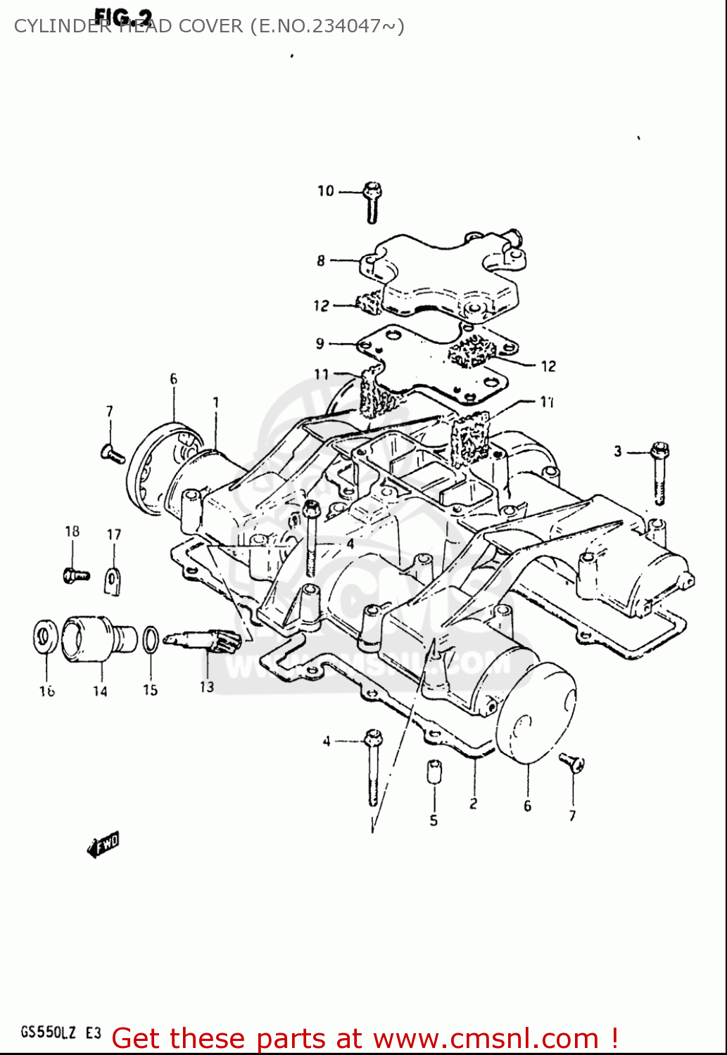 CYLINDER HEAD COVER (E.NO.234047~) GS550L 1981 (X) USA (E03)