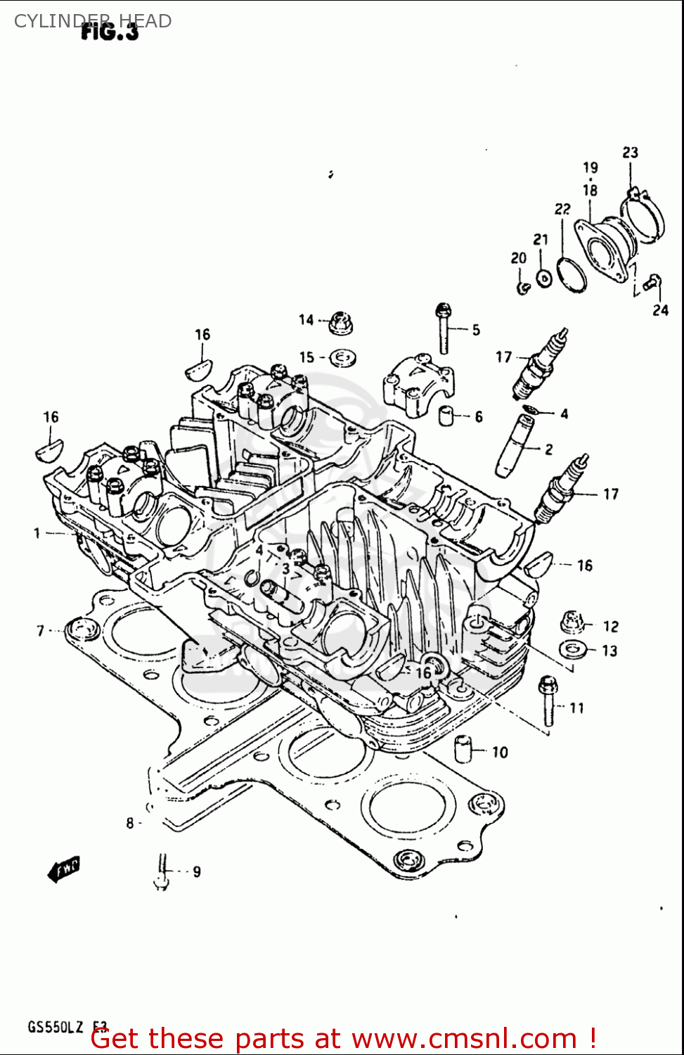 CYLINDER HEAD GS550L 1981 (X) USA (E03)