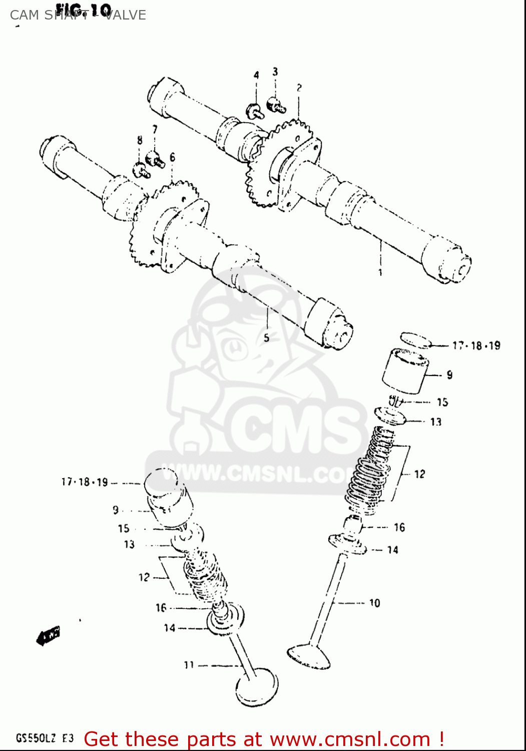 CAM SHAFT - VALVE GS550L 1981 (X) USA (E03)