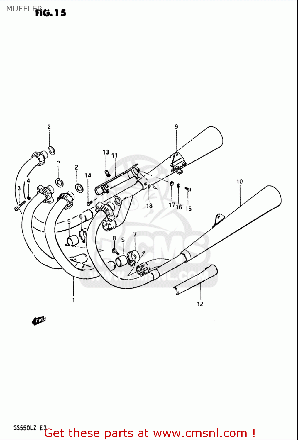 MUFFLER GS550L 1981 (X) USA (E03)