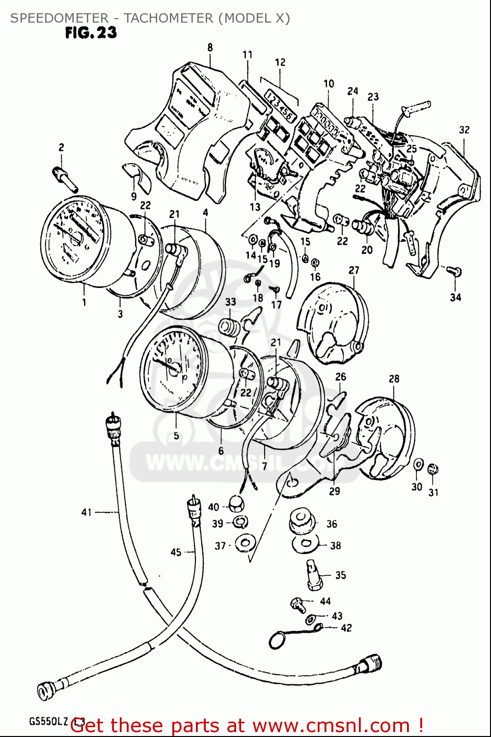 SPEEDOMETER - TACHOMETER (MODEL X) GS550L 1981 (X) USA (E03)