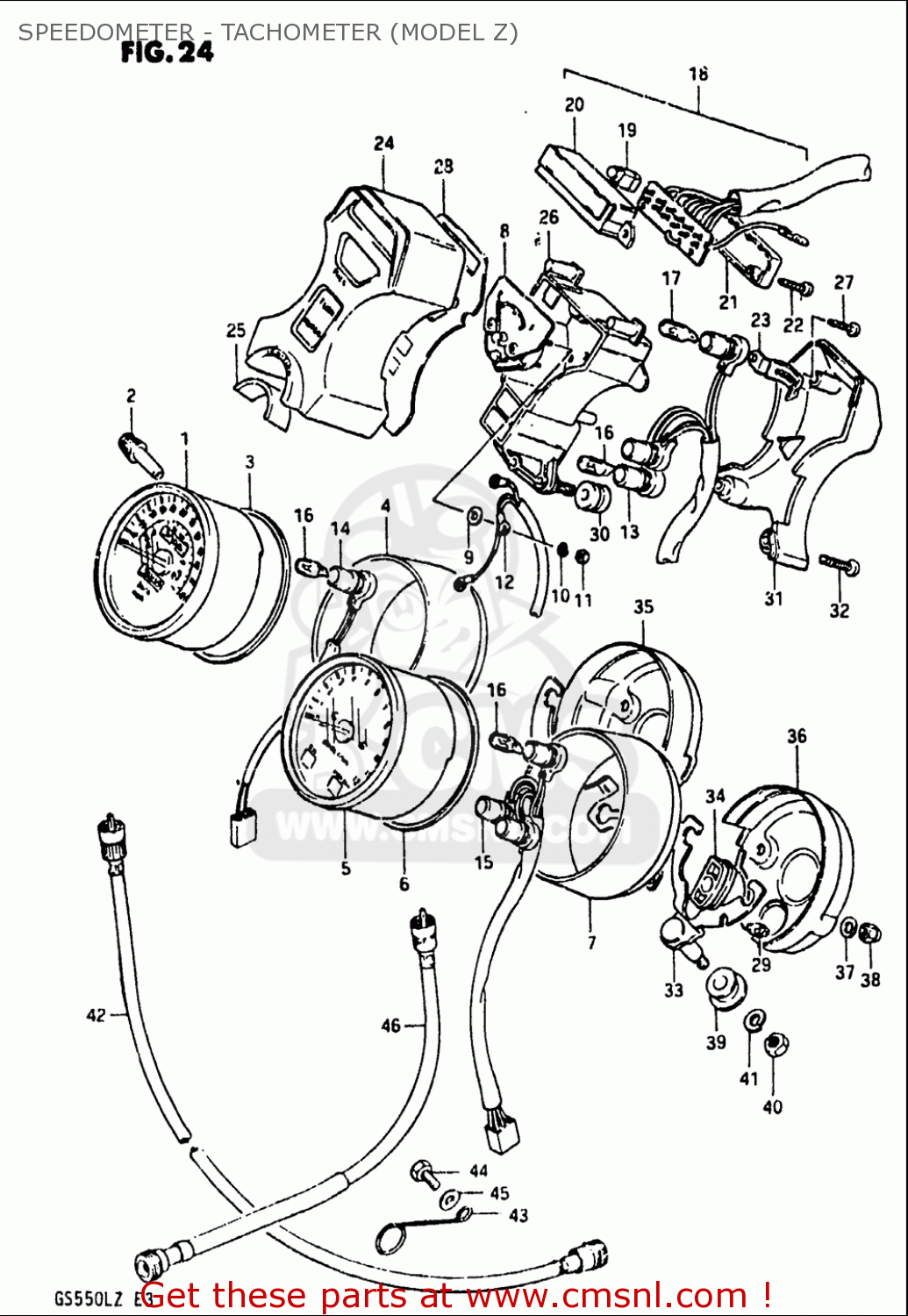 SPEEDOMETER - TACHOMETER (MODEL Z) GS550L 1981 (X) USA (E03)