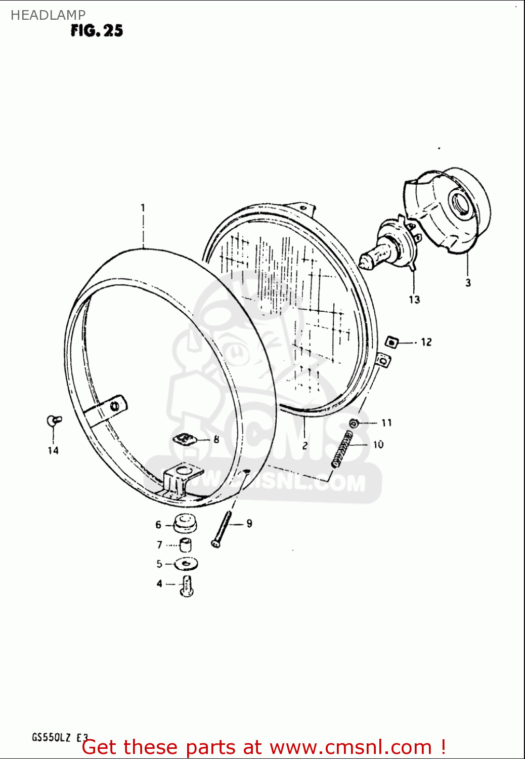 HEADLAMP GS550L 1981 (X) USA (E03)