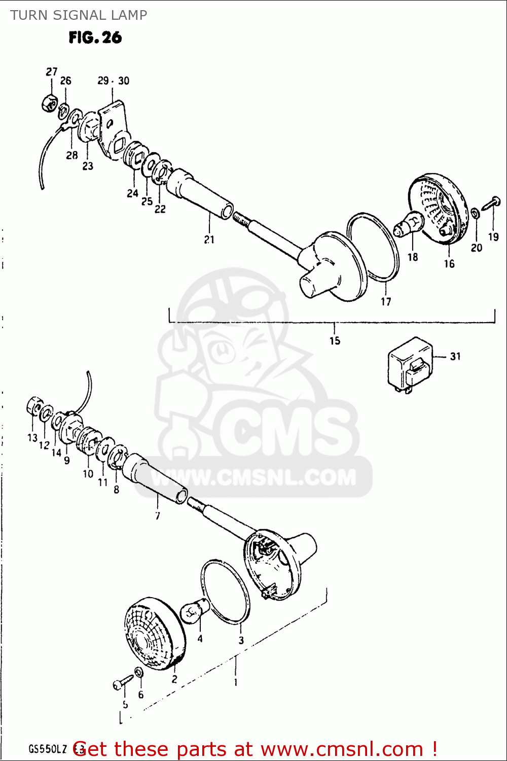TURN SIGNAL LAMP GS550L 1981 (X) USA (E03)