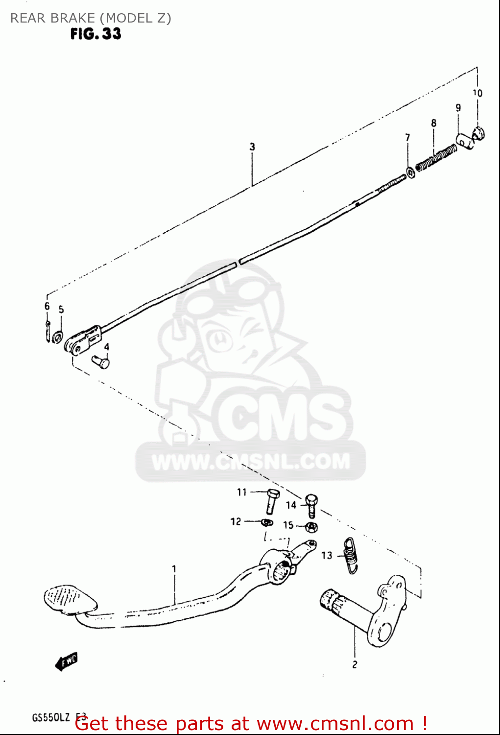REAR BRAKE (MODEL Z) GS550L 1981 (X) USA (E03)