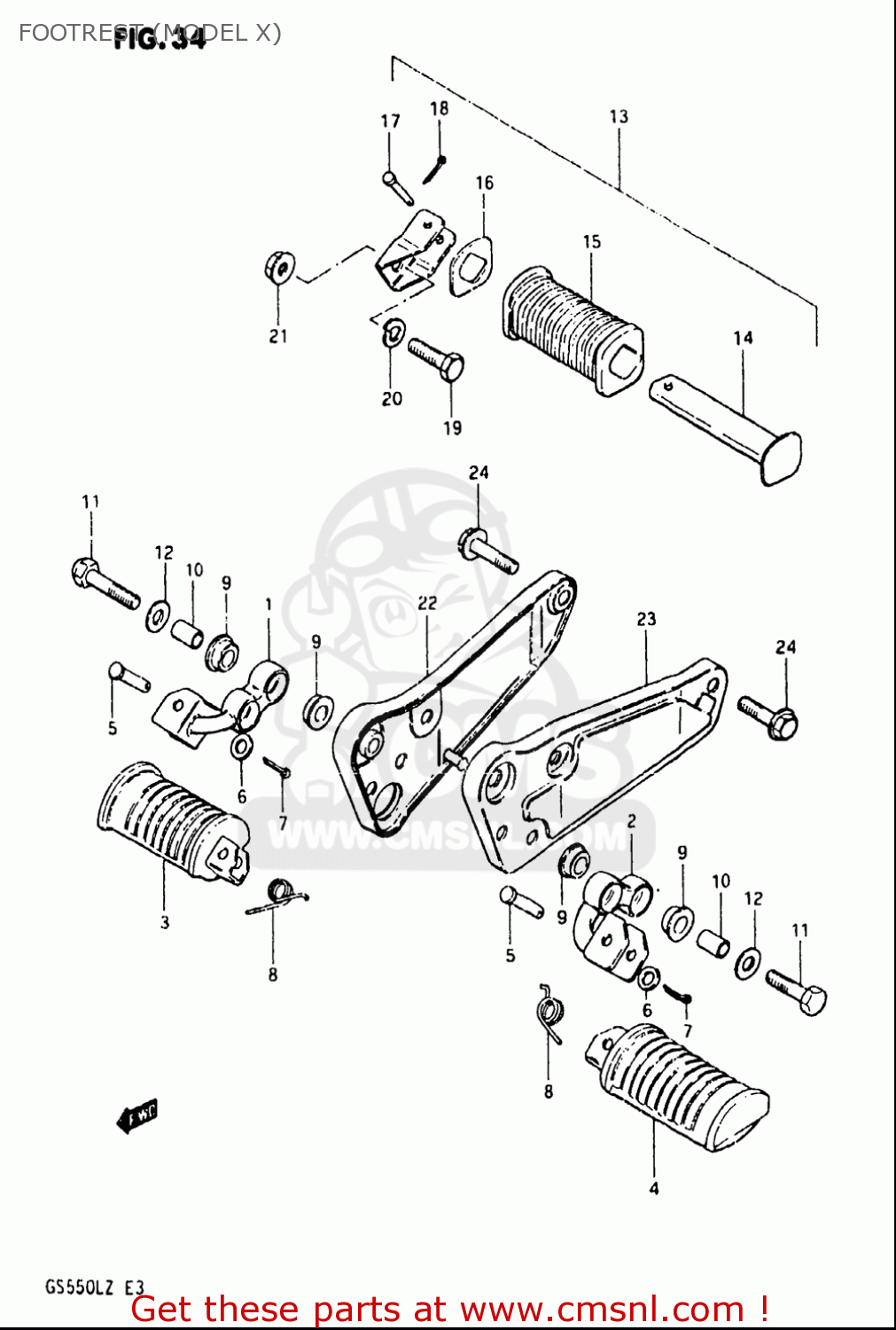 FOOTREST (MODEL X) GS550L 1981 (X) USA (E03)