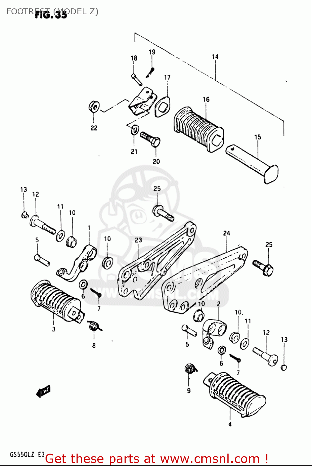 FOOTREST (MODEL Z) GS550L 1981 (X) USA (E03)