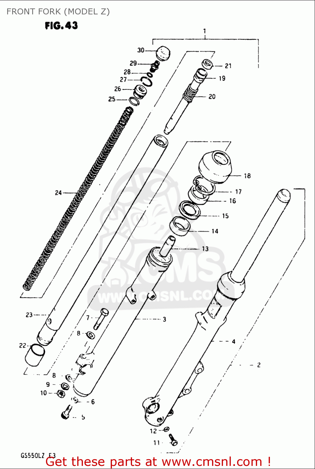 FRONT FORK (MODEL Z) GS550L 1981 (X) USA (E03)