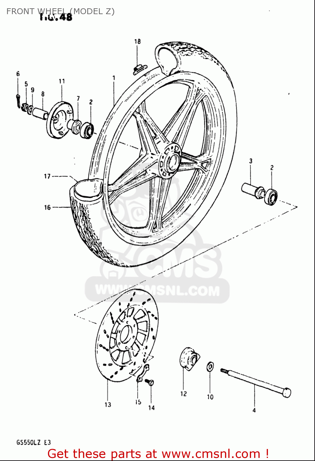 FRONT WHEEL (MODEL Z) GS550L 1981 (X) USA (E03)