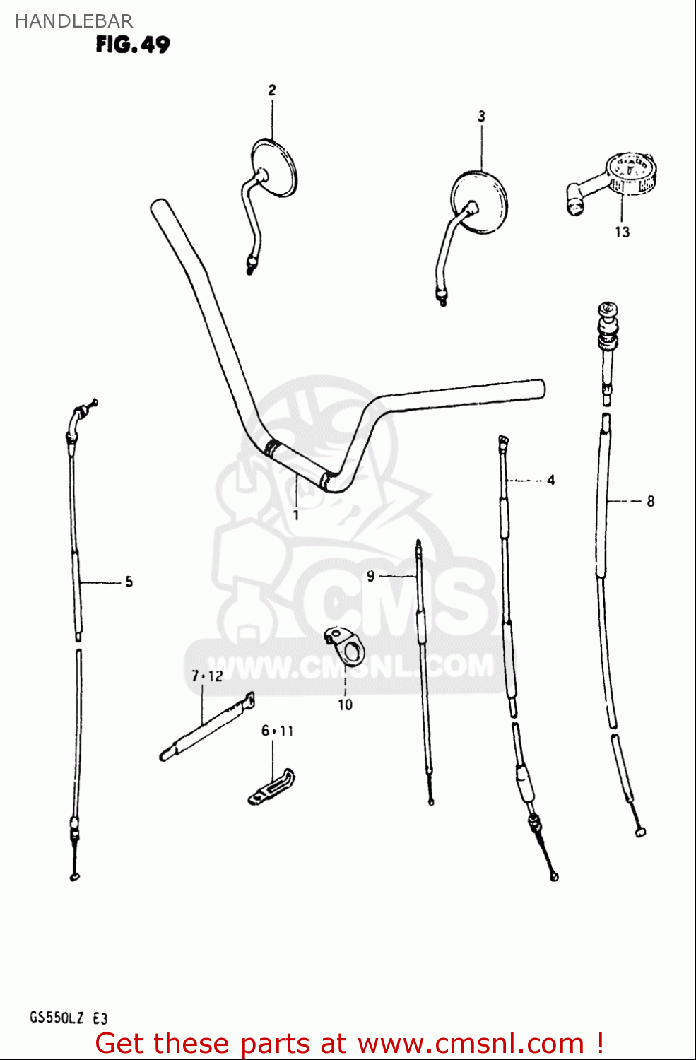 HANDLEBAR GS550L 1981 (X) USA (E03)