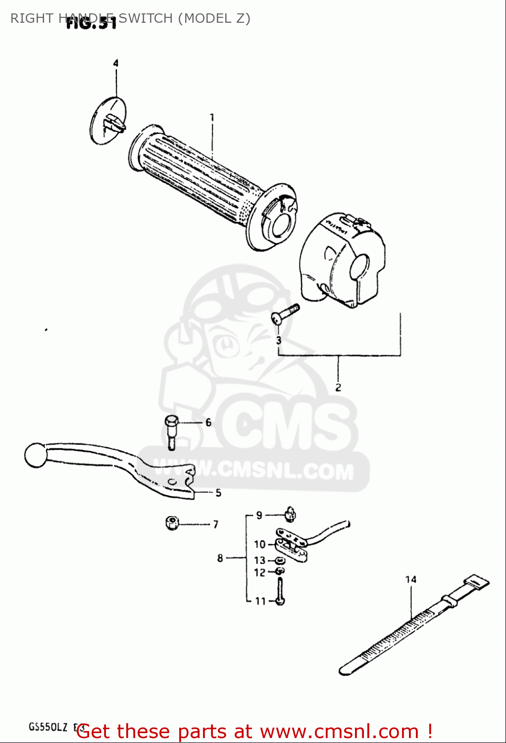 RIGHT HANDLE SWITCH (MODEL Z) GS550L 1981 (X) USA (E03)