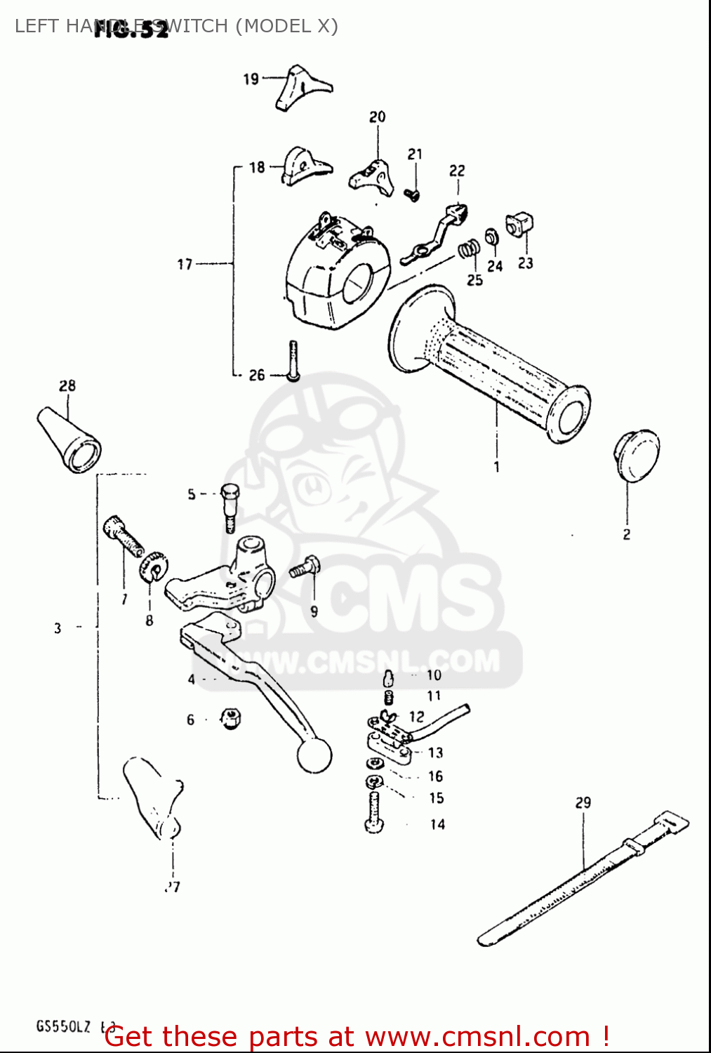 LEFT HANDLE SWITCH (MODEL X) GS550L 1981 (X) USA (E03)
