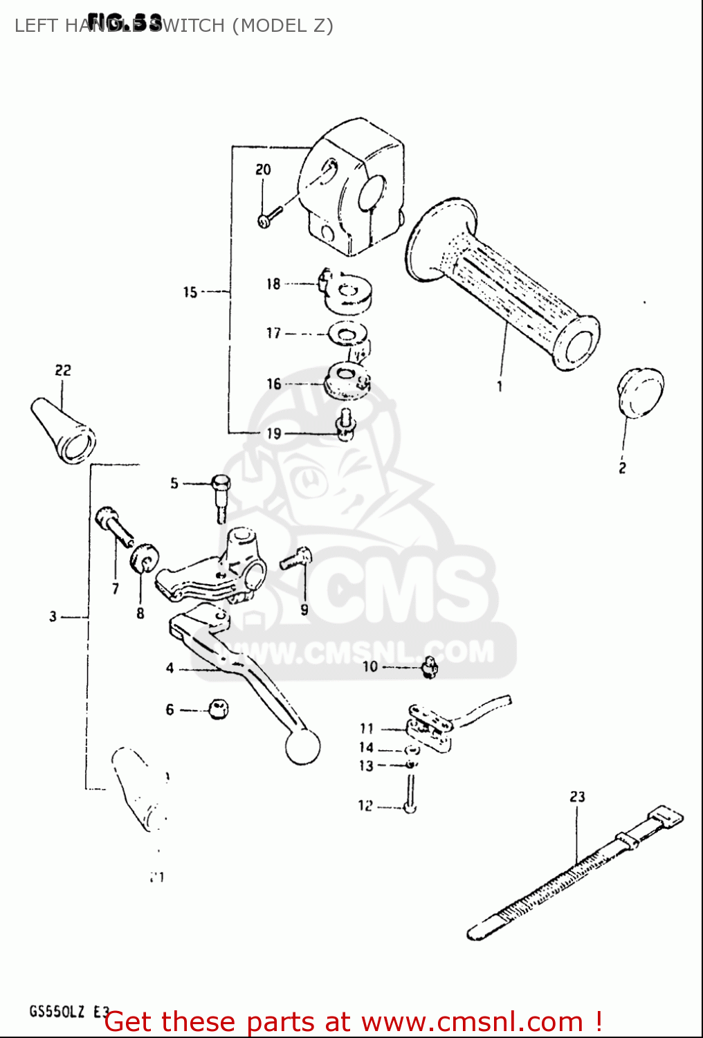 LEFT HANDLE SWITCH (MODEL Z) GS550L 1981 (X) USA (E03)