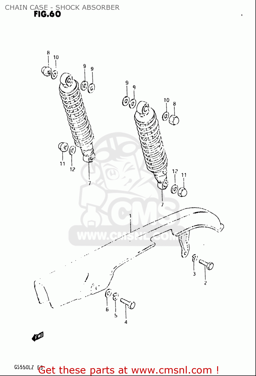 CHAIN CASE - SHOCK ABSORBER GS550L 1981 (X) USA (E03)