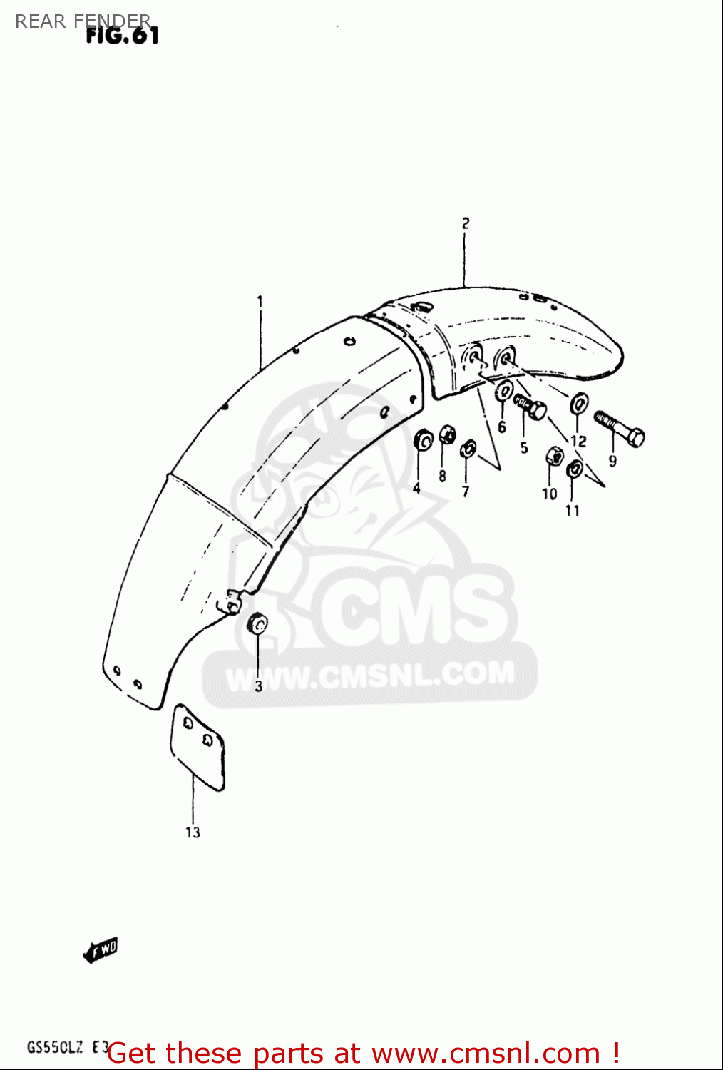 REAR FENDER GS550L 1981 (X) USA (E03)