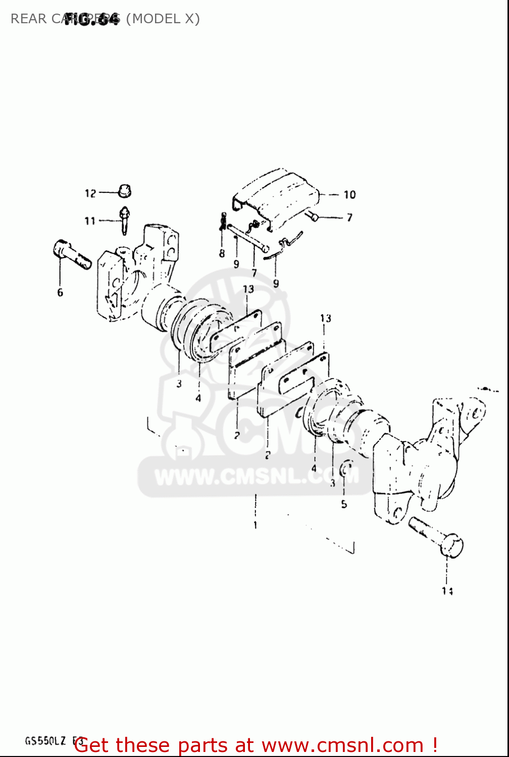 REAR CARIPERS (MODEL X) GS550L 1981 (X) USA (E03)