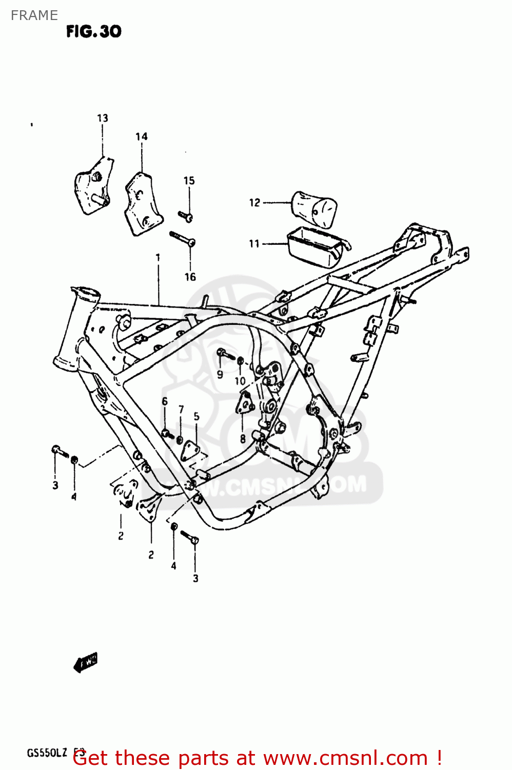 Suzuki GS550L 1982 (Z) USA (E03) FRAME - buy original FRAME spares online