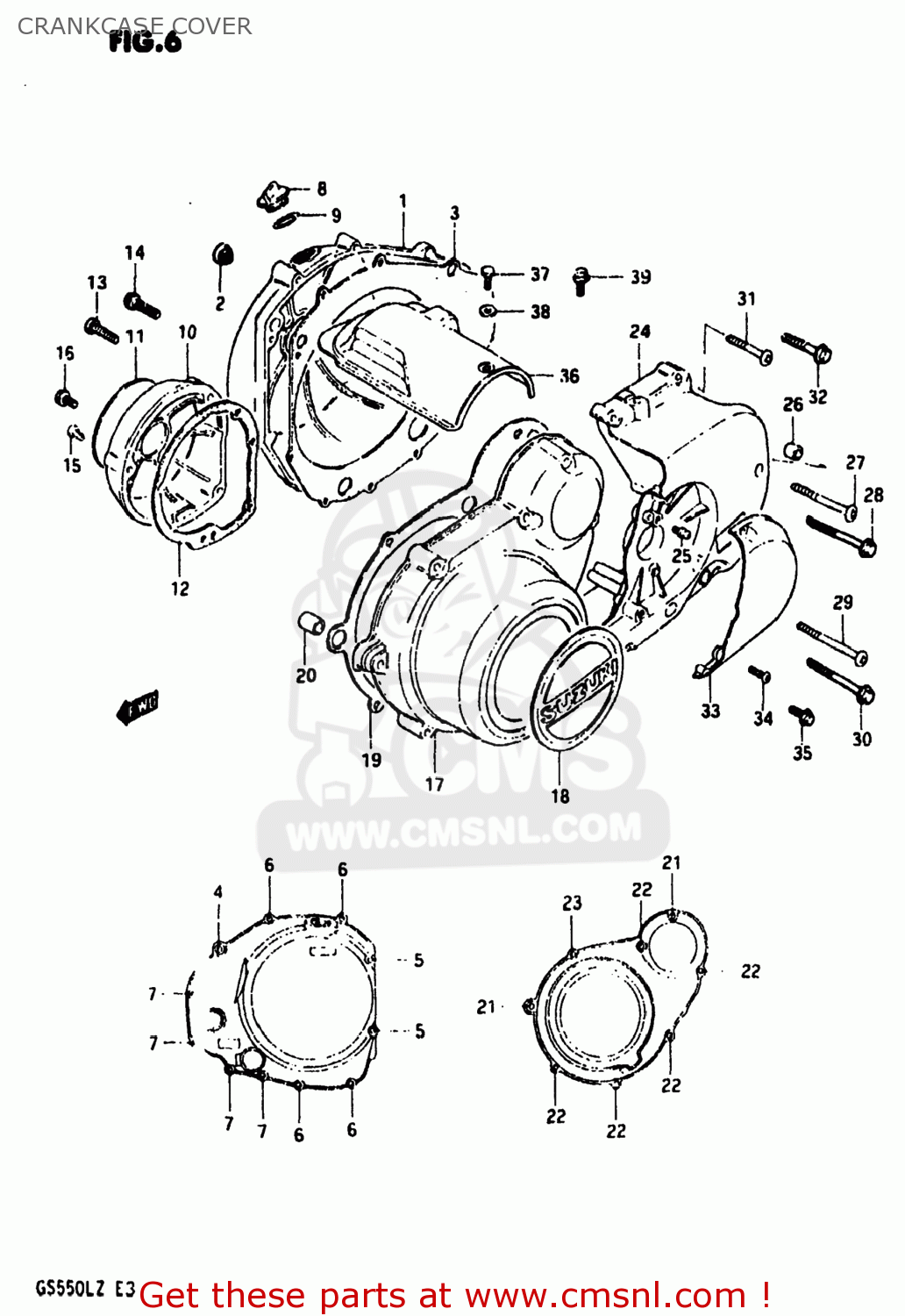 CRANKCASE COVER GS550L 1982 (Z) USA (E03)