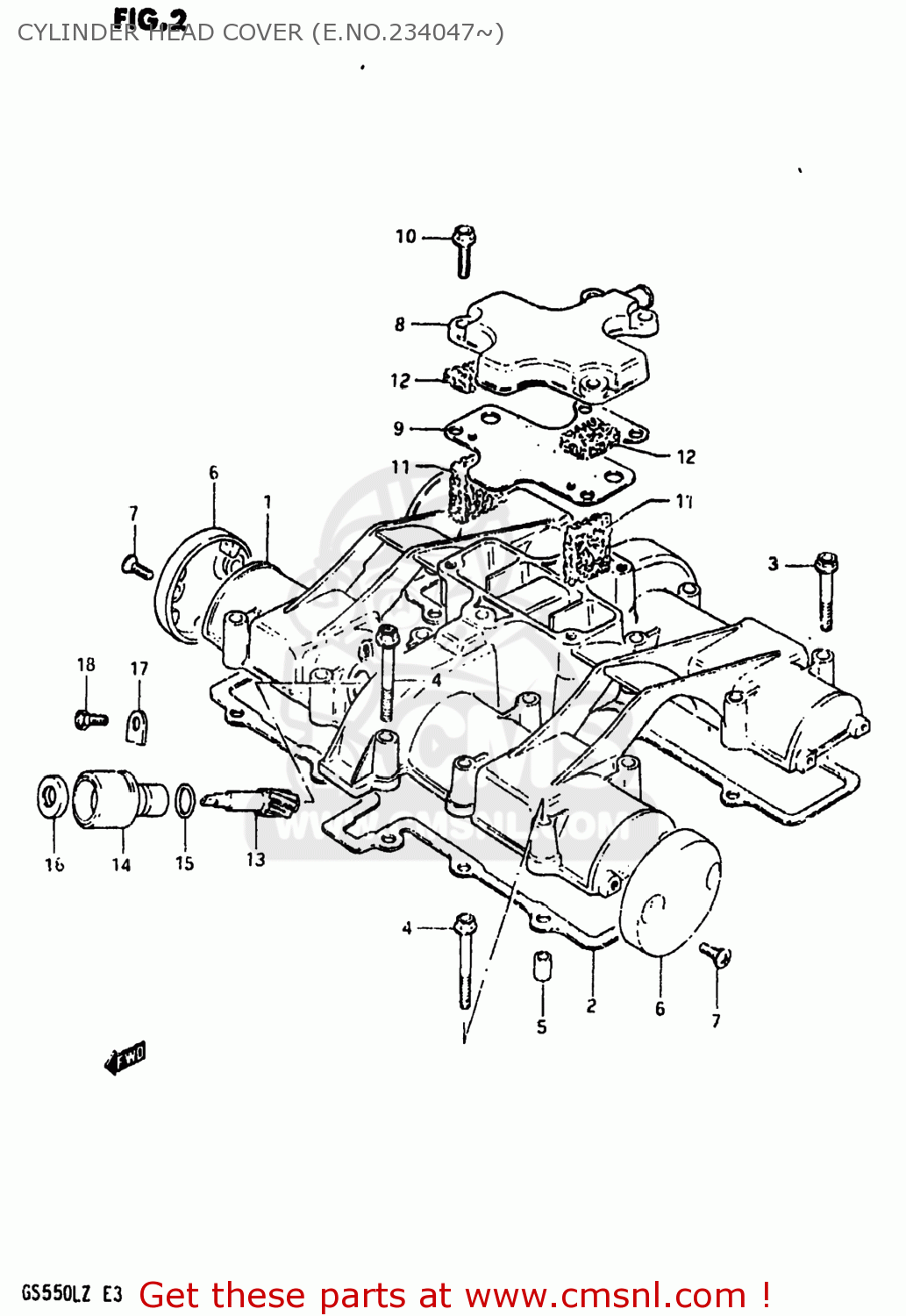 CYLINDER HEAD COVER (E.NO.234047~) GS550L 1982 (Z) USA (E03)