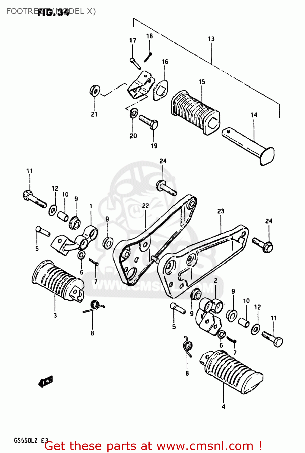 FOOTREST (MODEL X) GS550L 1982 (Z) USA (E03)
