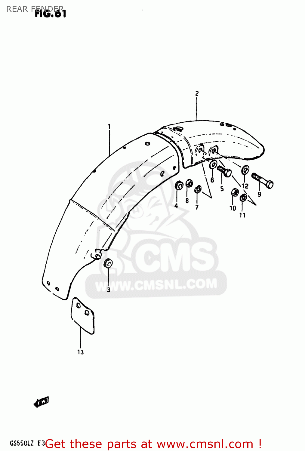 REAR FENDER GS550L 1982 (Z) USA (E03)