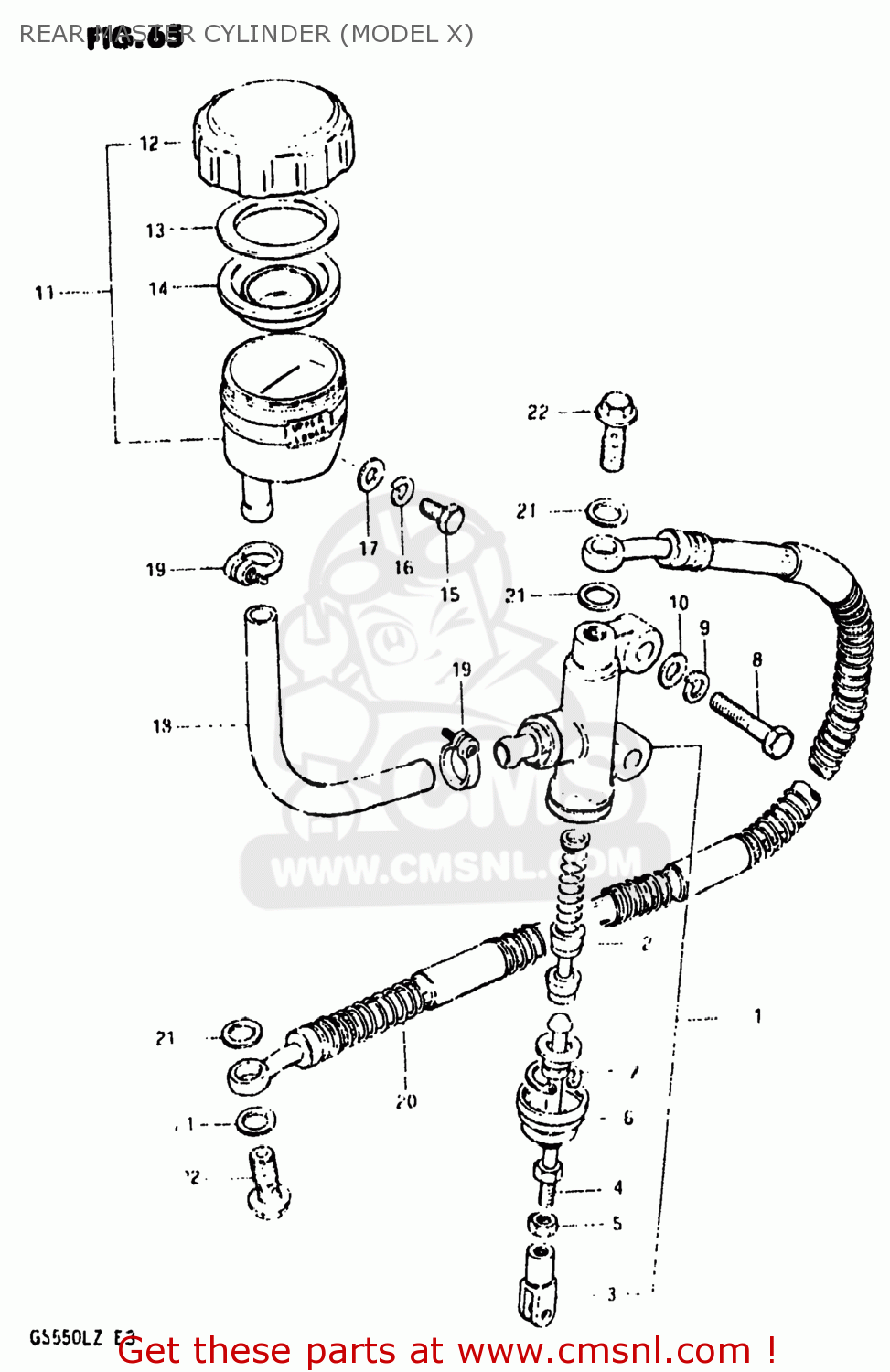 REAR MASTER CYLINDER (MODEL X) GS550L 1982 (Z) USA (E03)