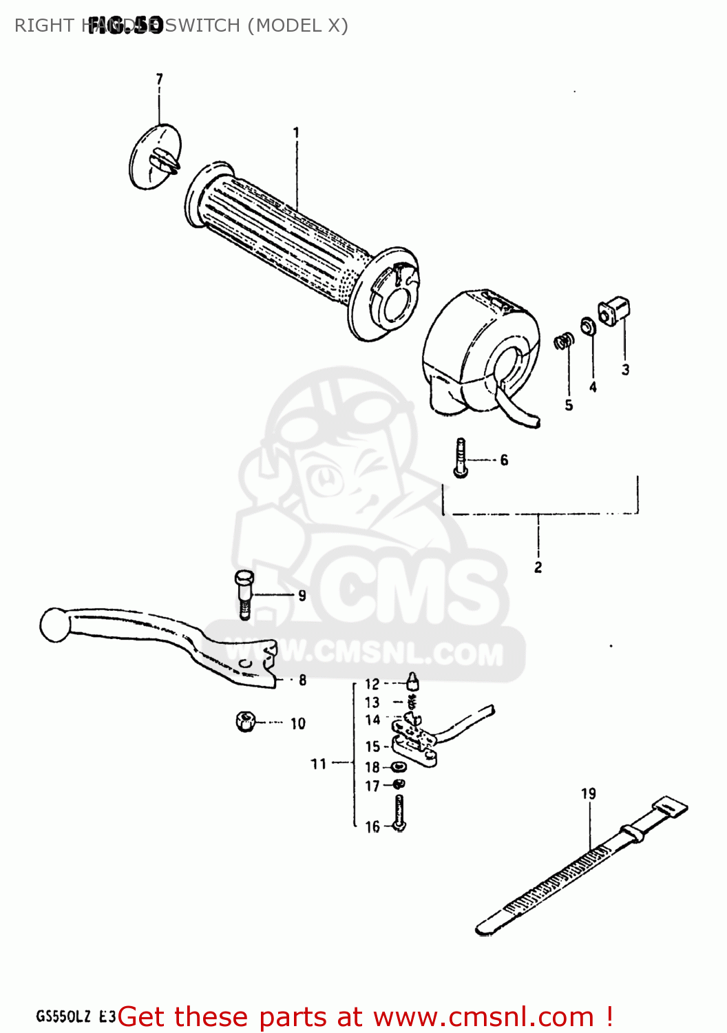 RIGHT HANDLE SWITCH (MODEL X) GS550L 1982 (Z) USA (E03)