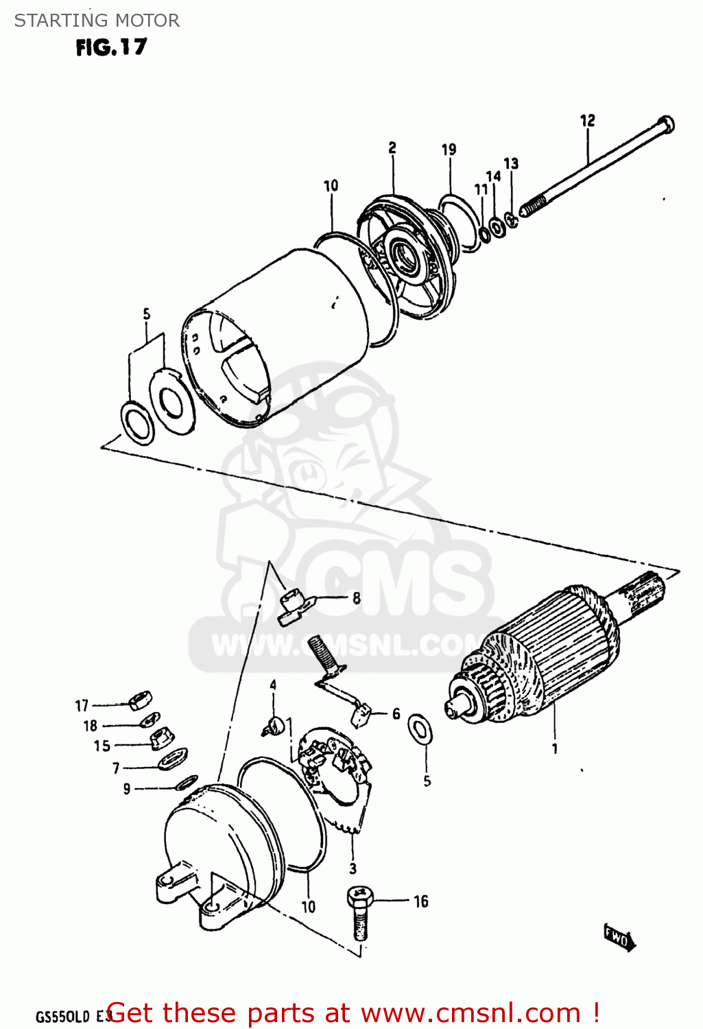 Suzuki GS550L 1983 (D) USA (E03) STARTING MOTOR - buy original STARTING ...