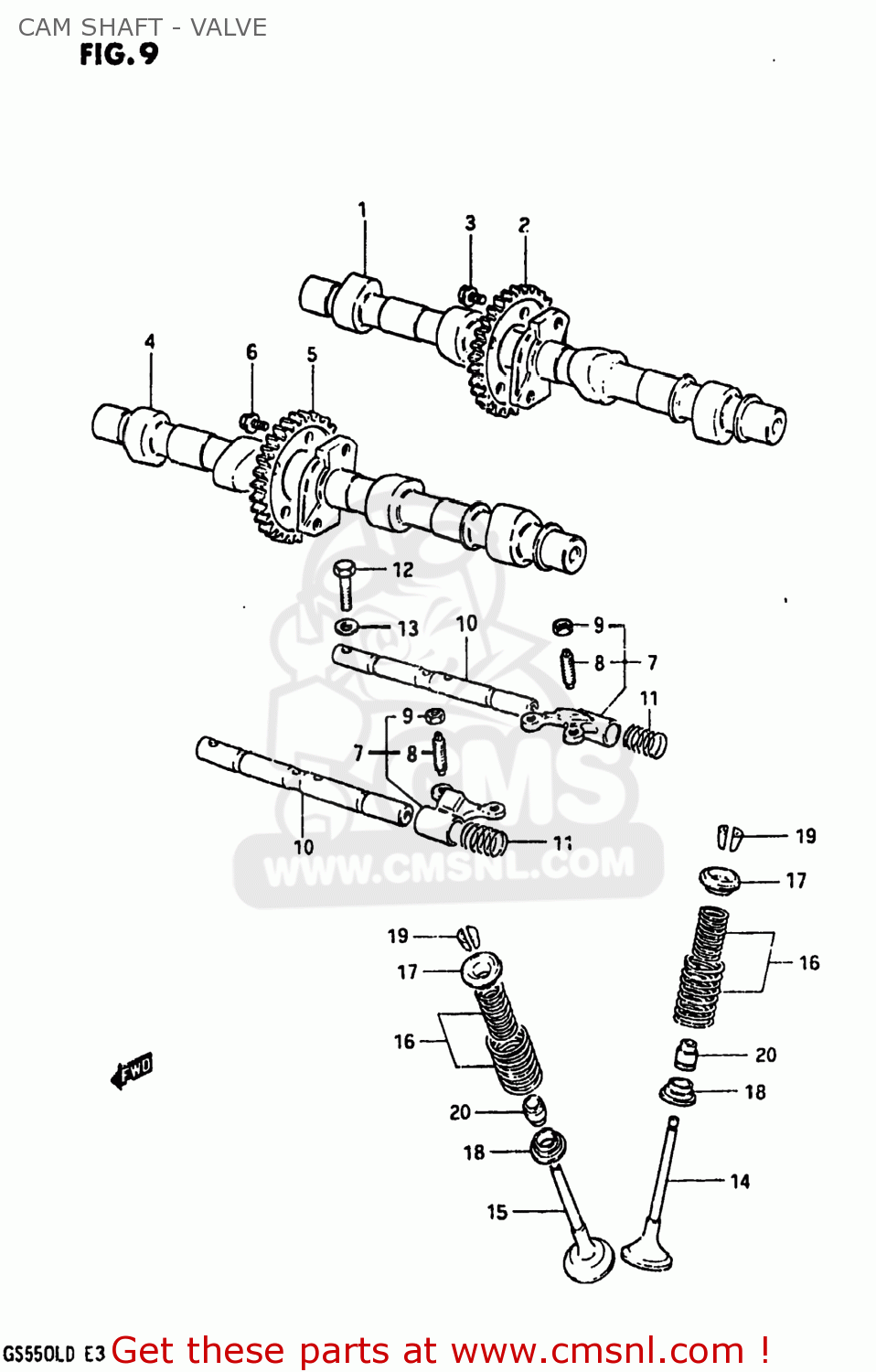 CAM SHAFT - VALVE GS550L 1983 (D) USA (E03)