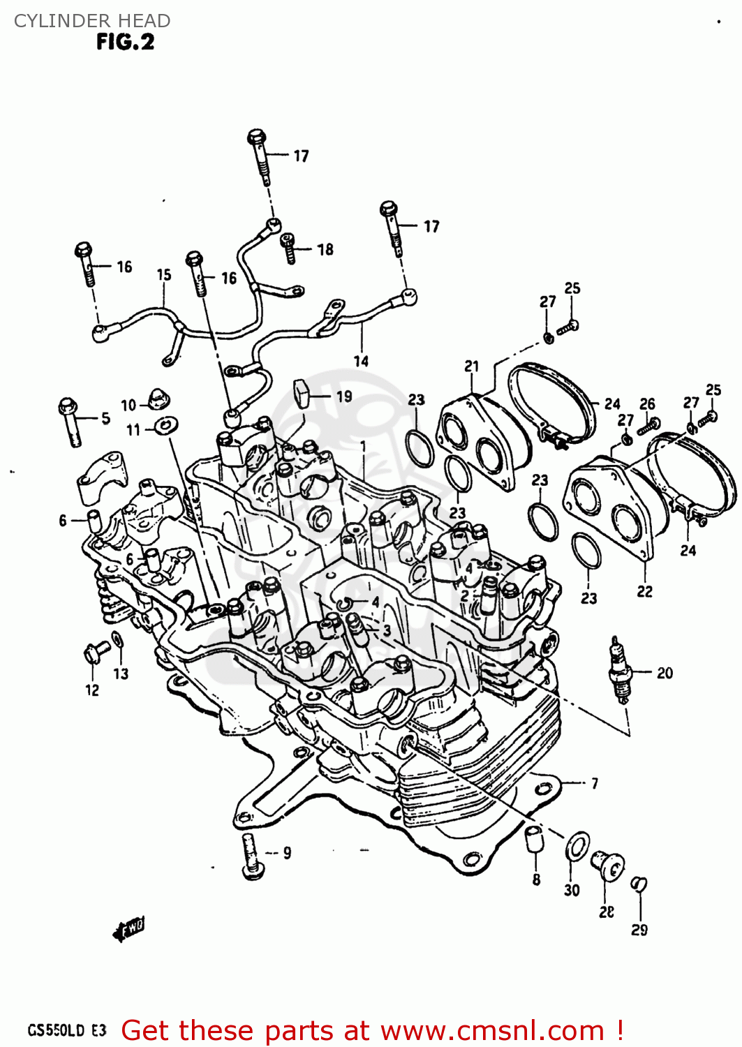 CYLINDER HEAD GS550L 1983 (D) USA (E03)