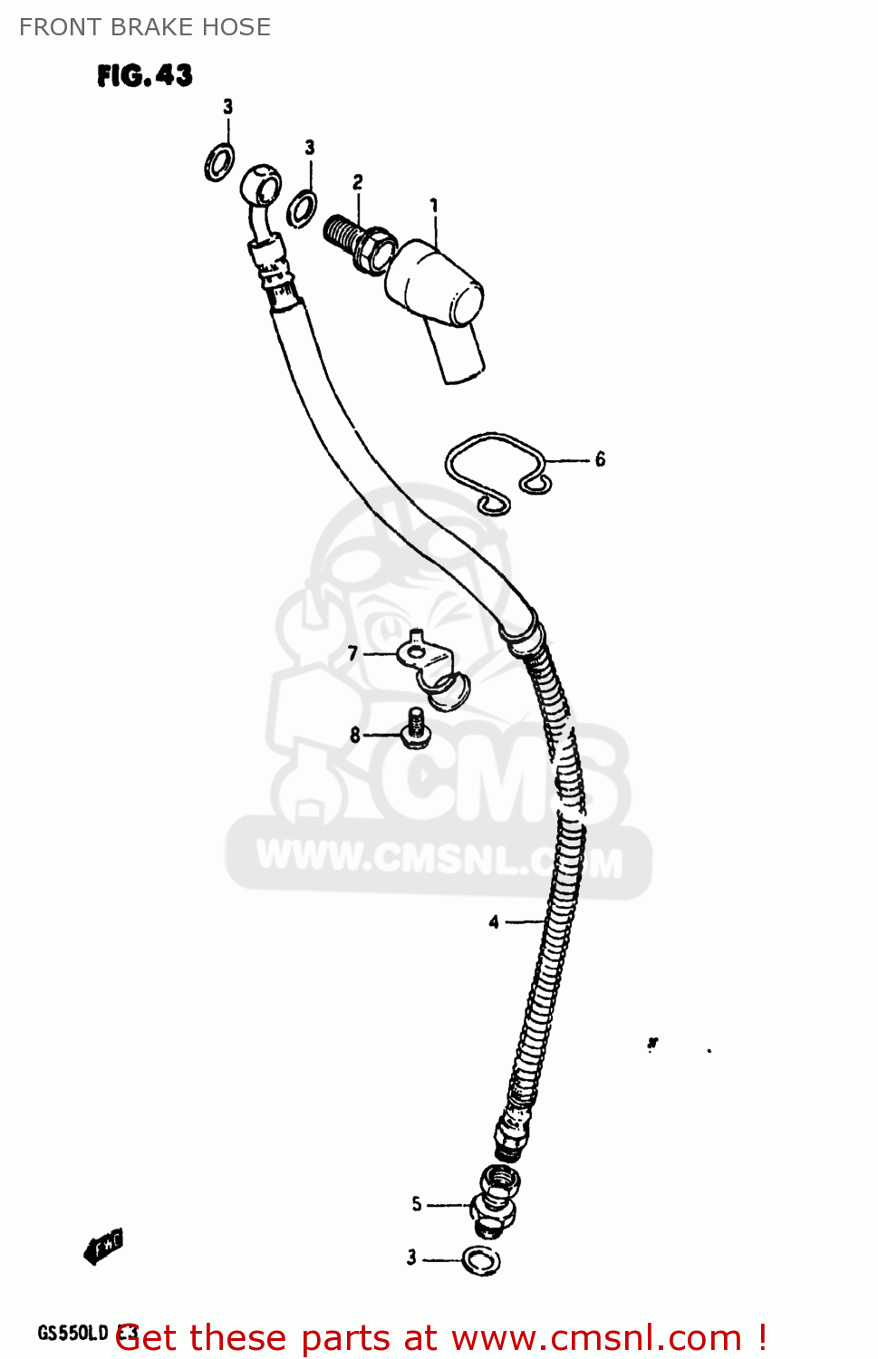 FRONT BRAKE HOSE GS550L 1983 (D) USA (E03)