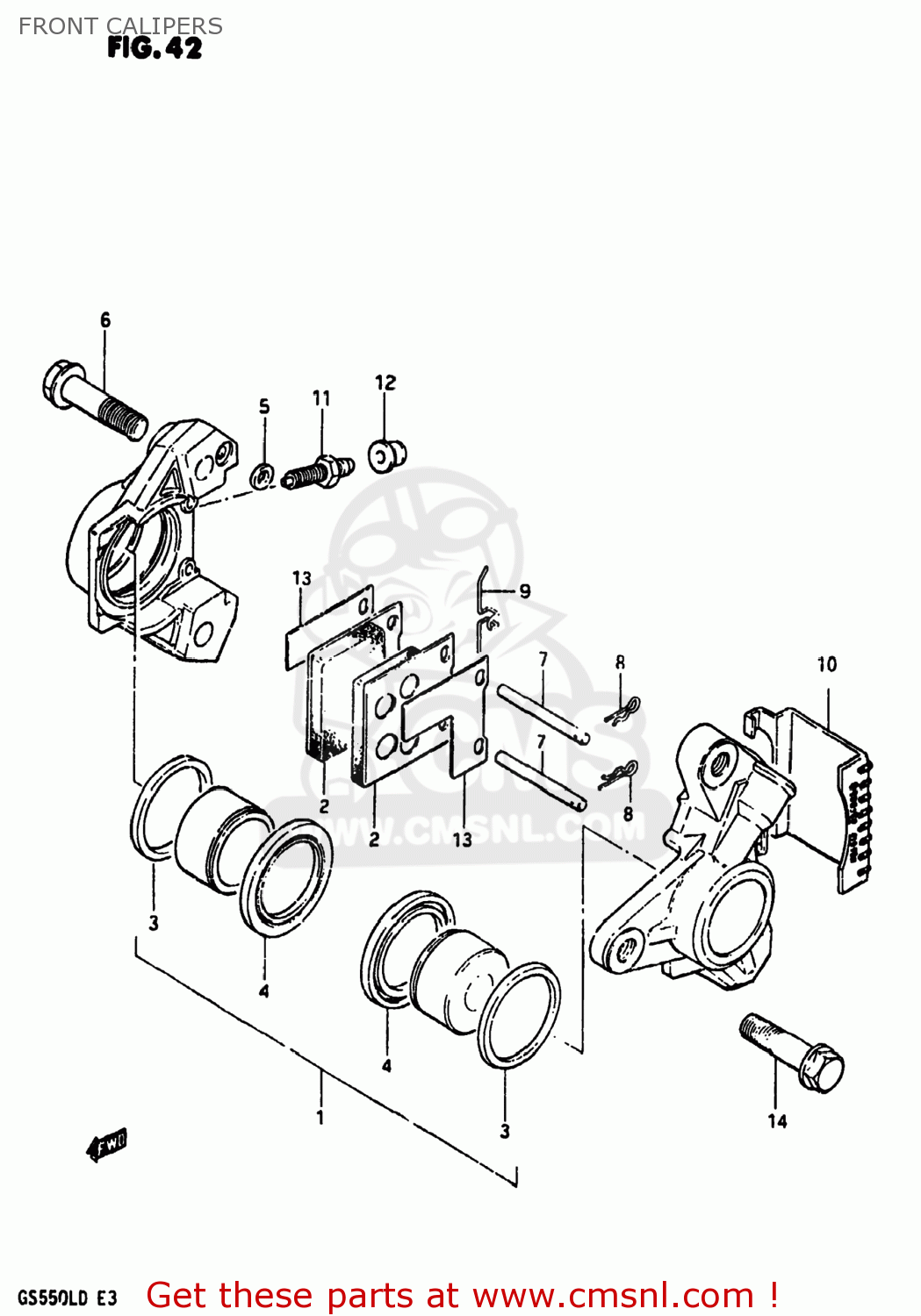 FRONT CALIPERS GS550L 1983 (D) USA (E03)