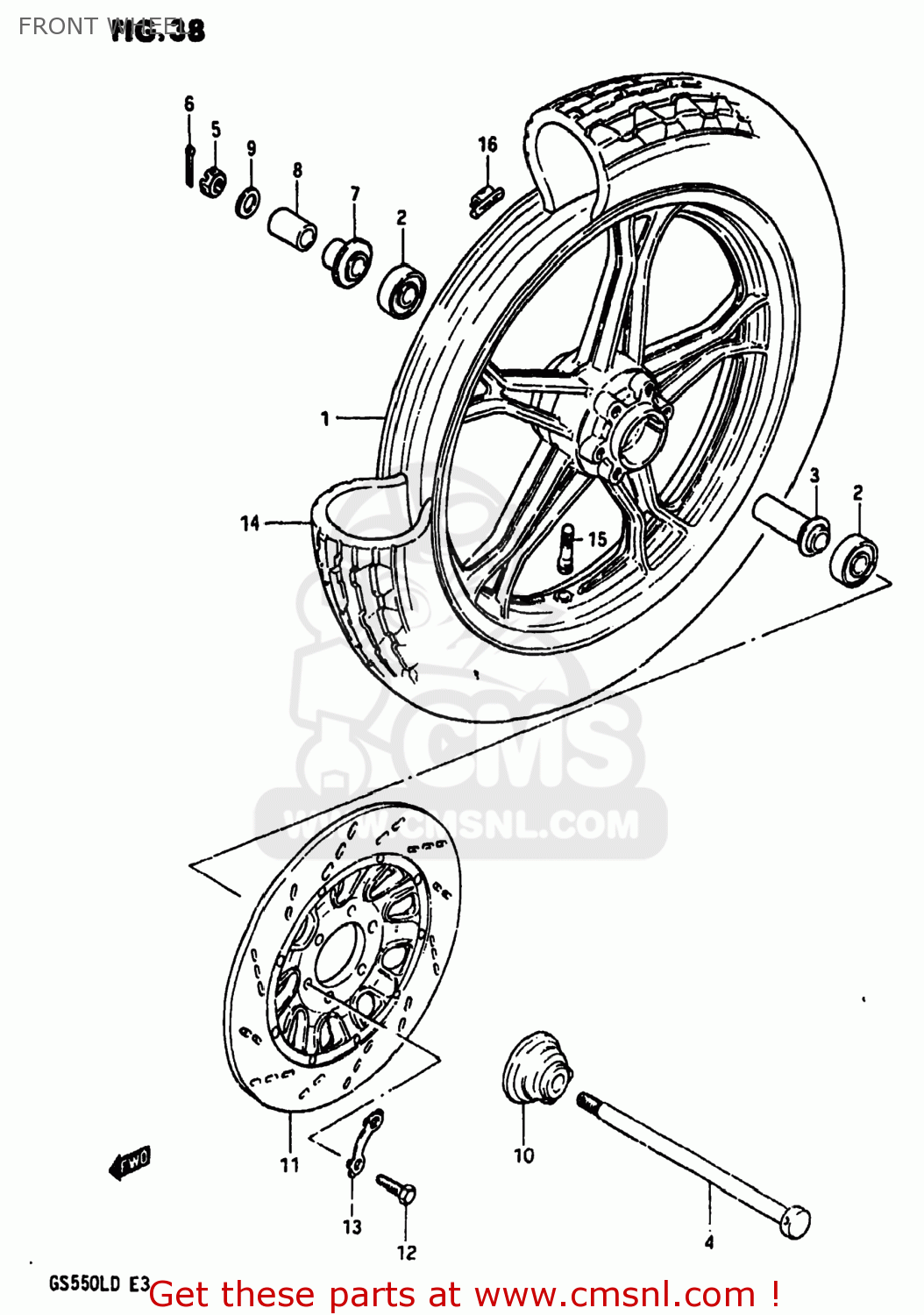 FRONT WHEEL GS550L 1983 (D) USA (E03)