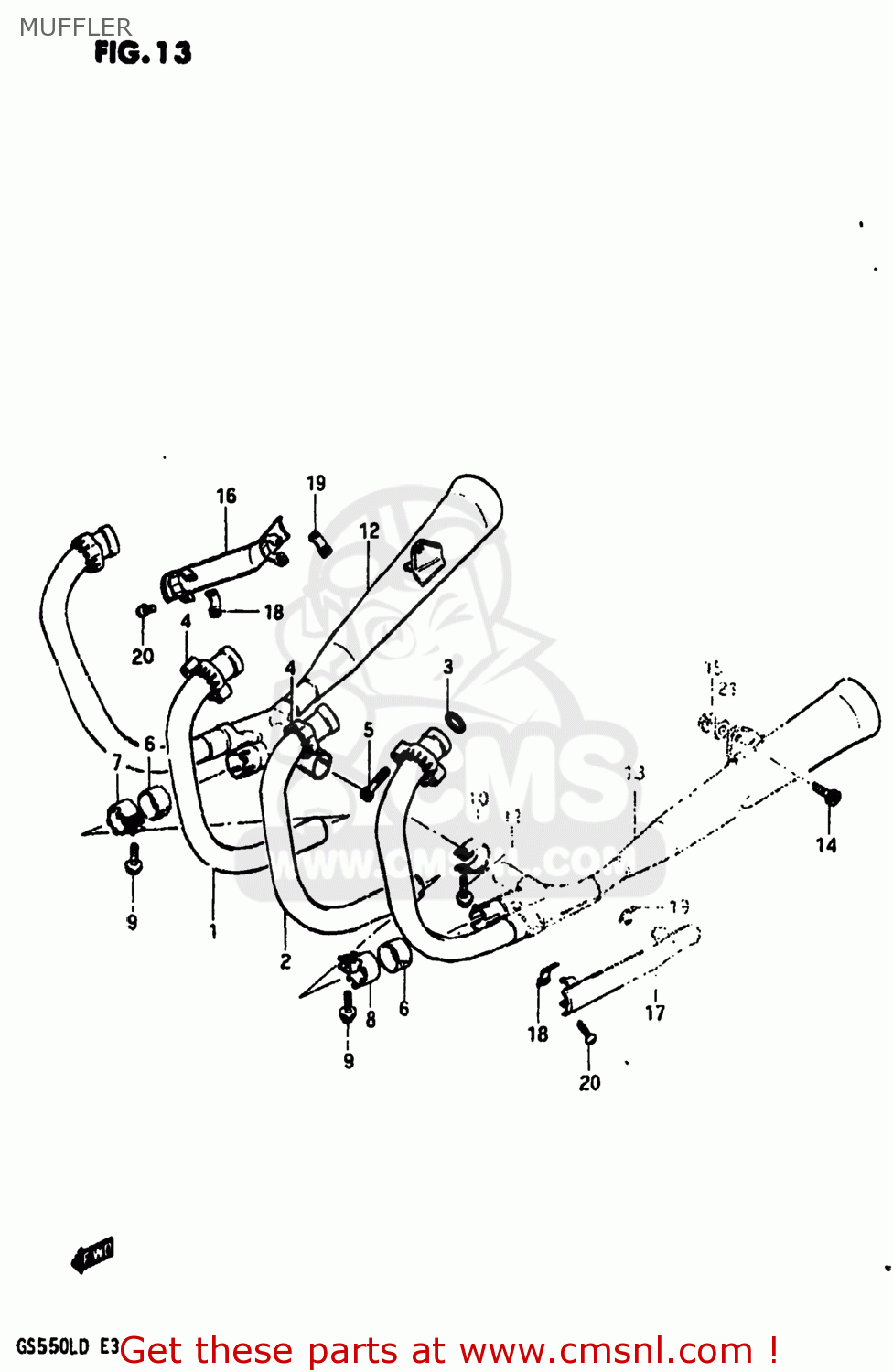 MUFFLER GS550L 1983 (D) USA (E03)