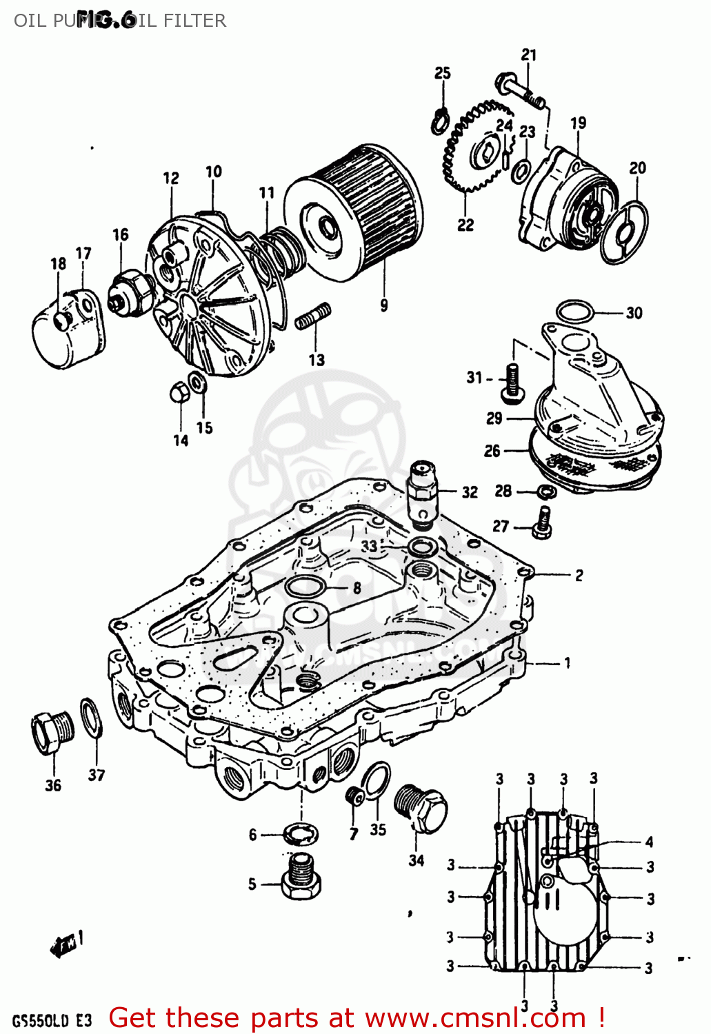 OIL PUMP - OIL FILTER GS550L 1983 (D) USA (E03)