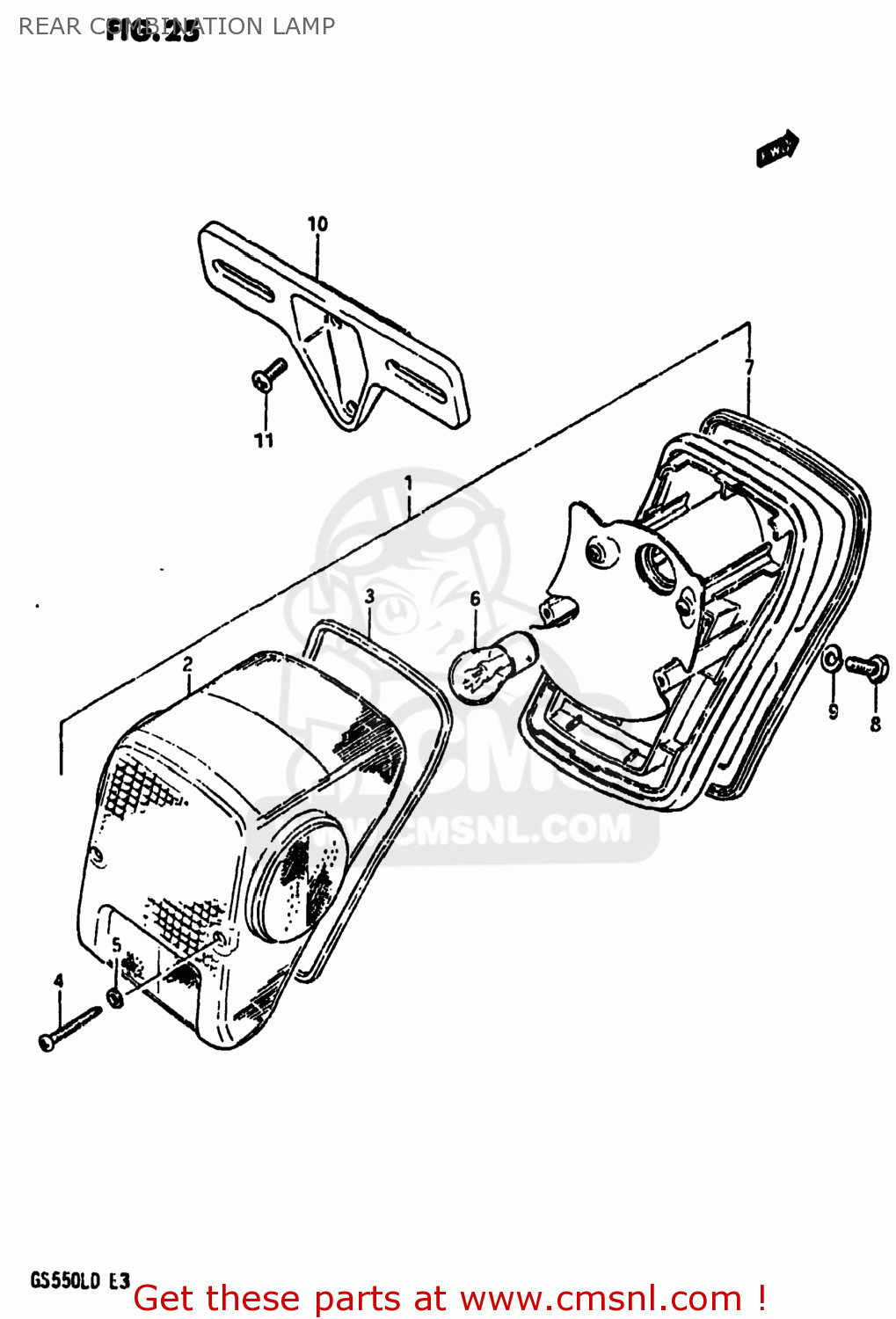 REAR COMBINATION LAMP GS550L 1983 (D) USA (E03)