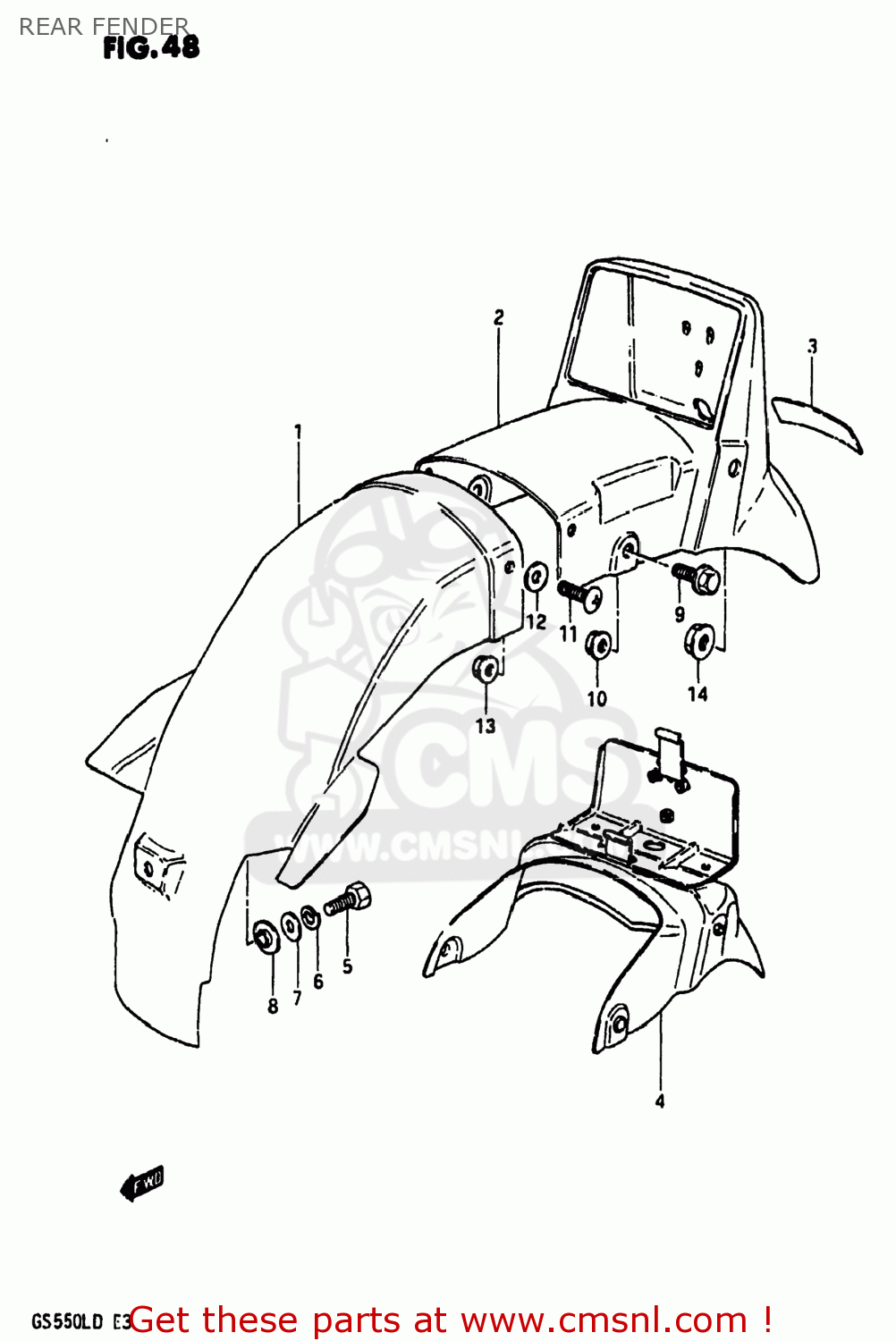 REAR FENDER GS550L 1983 (D) USA (E03)