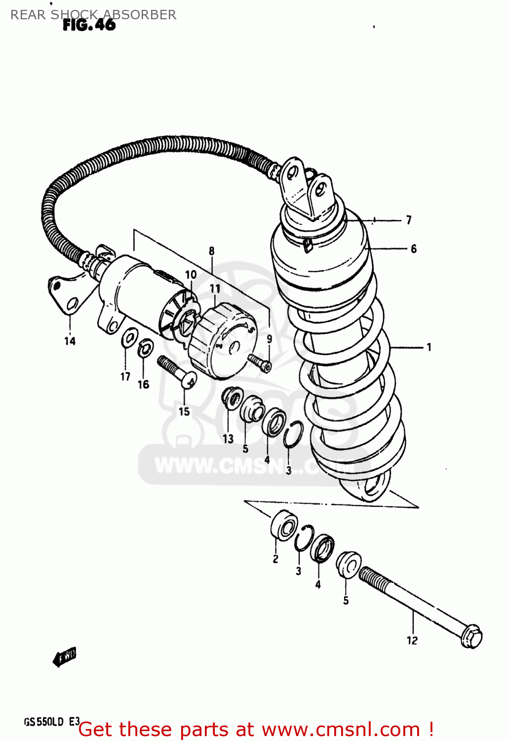 REAR SHOCK ABSORBER GS550L 1983 (D) USA (E03)