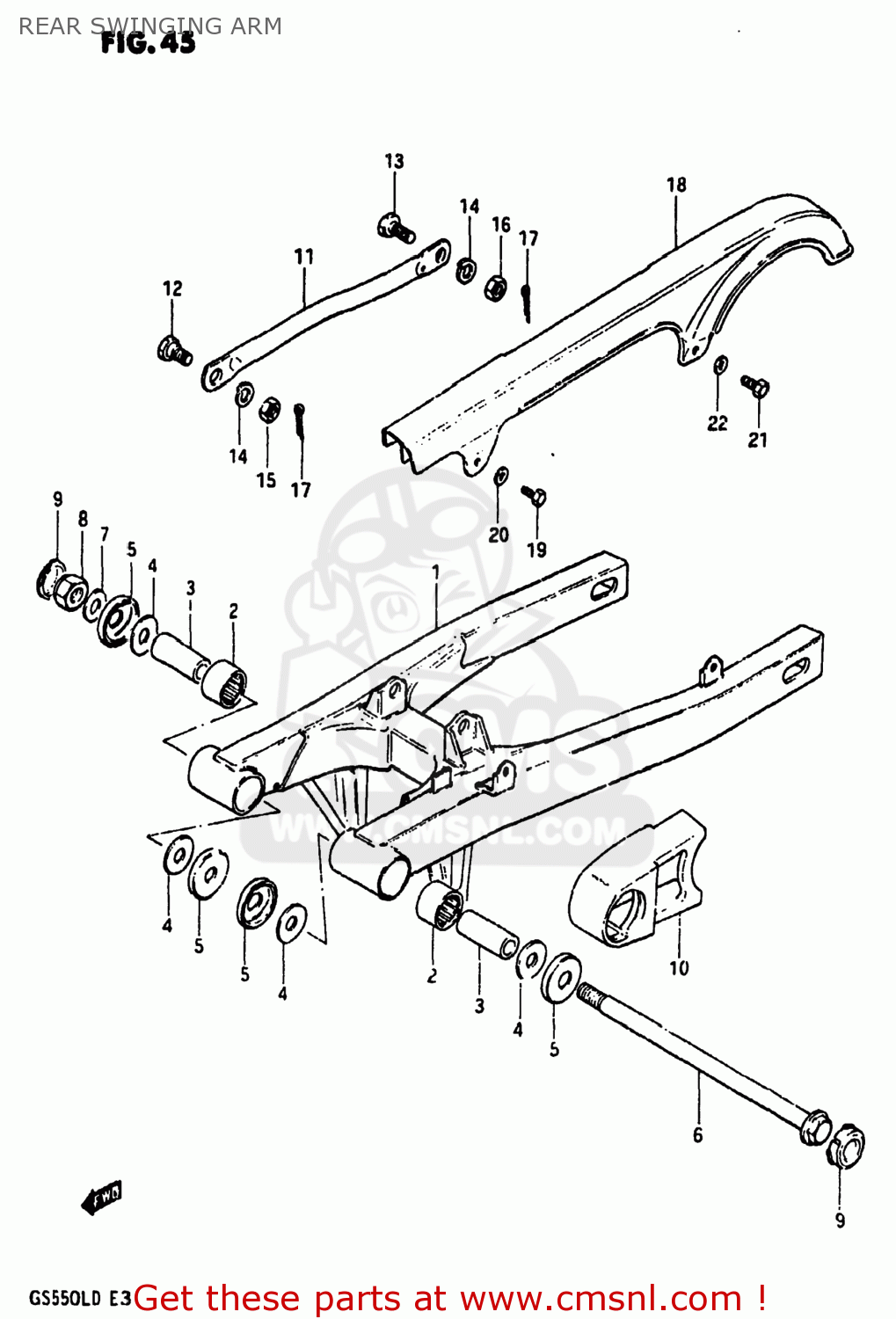 REAR SWINGING ARM GS550L 1983 (D) USA (E03)